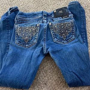 MISS ME JEANS 31 Jeweled Silver Embroidered Skinny JPW5123SK-4R